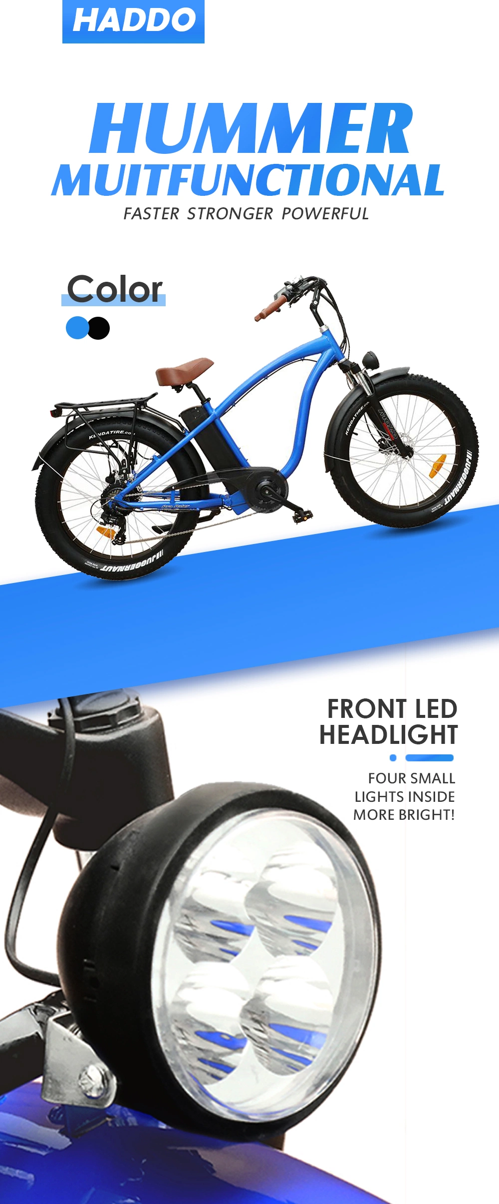 2023 Hot 26 Inch Fat Tire Ebike Electric Bicycle for Adults