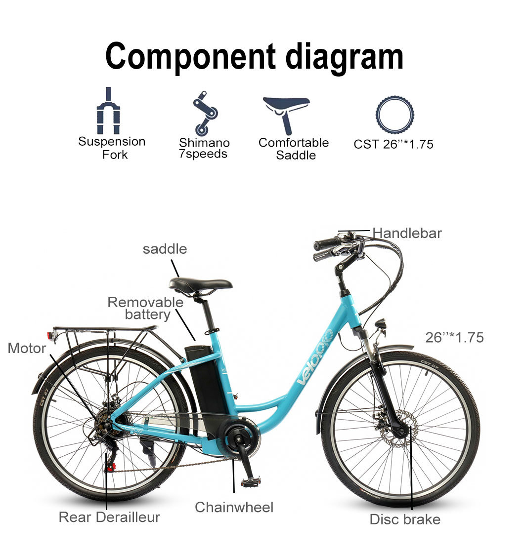 Electric Bike for City Use 26&prime;&prime;step Thru Frame