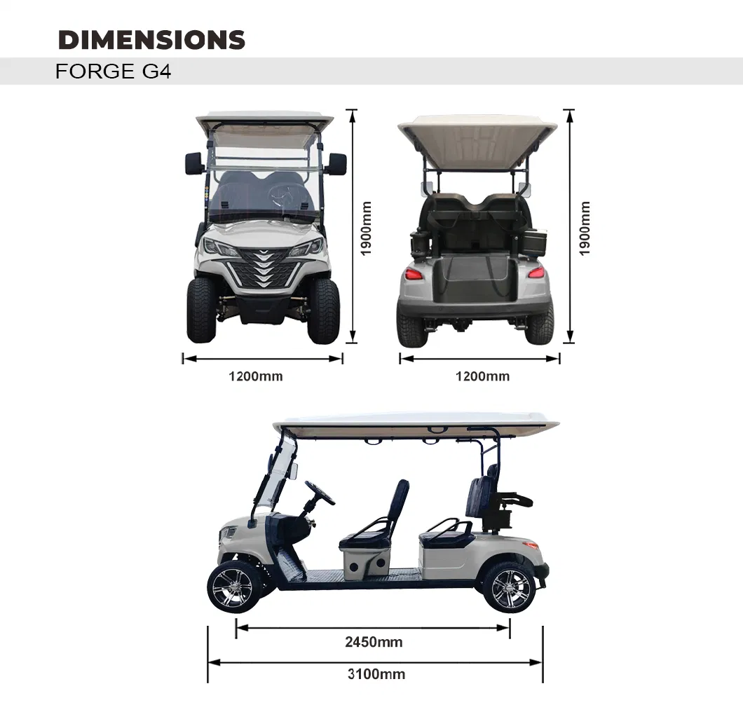 Factory Price Lithium Battery Forge G4 Electric Golf Cart Golf Buggy 4 Seater