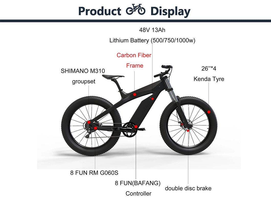 48V 13ah Ebike Fat Tire Electric Bike 1000W E-Bike Fatbike Lectrique Electric Mountain Bike MTB