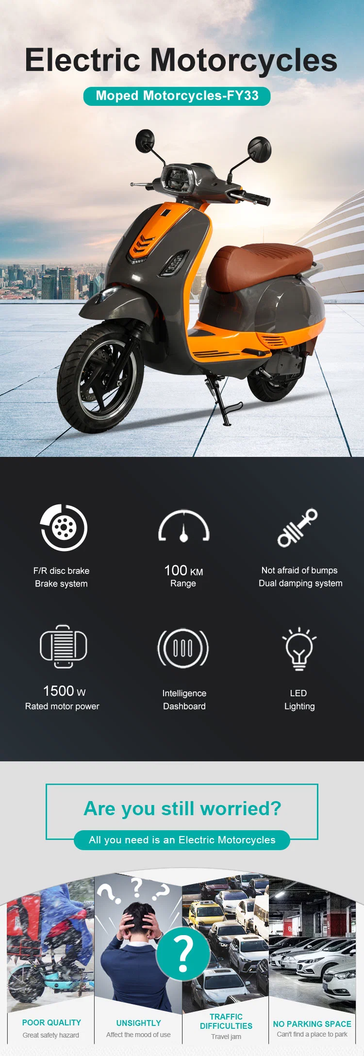 Flymate 2023 New Model Large Plus Vespa Fy33 Electric Scooter Electric Bike