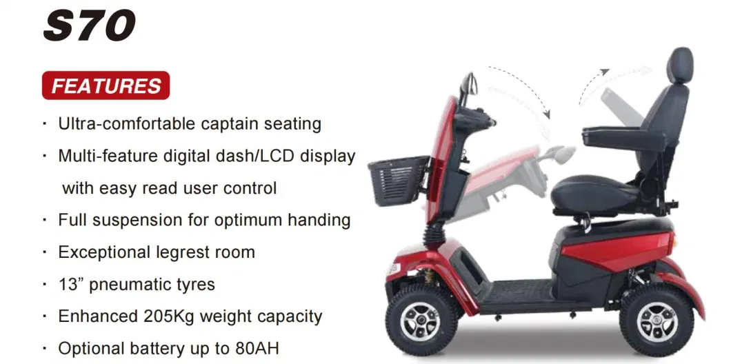 Comfortable Classic Wholesale Fashion 4 Wheels Electric Travel Bike Mobility Scooter with Taiwan Motor