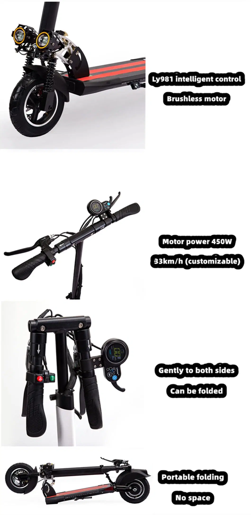 Portable Folding Mini Bike Front and Rear Shock Absorption Adult Double Lamp Electric Scooter