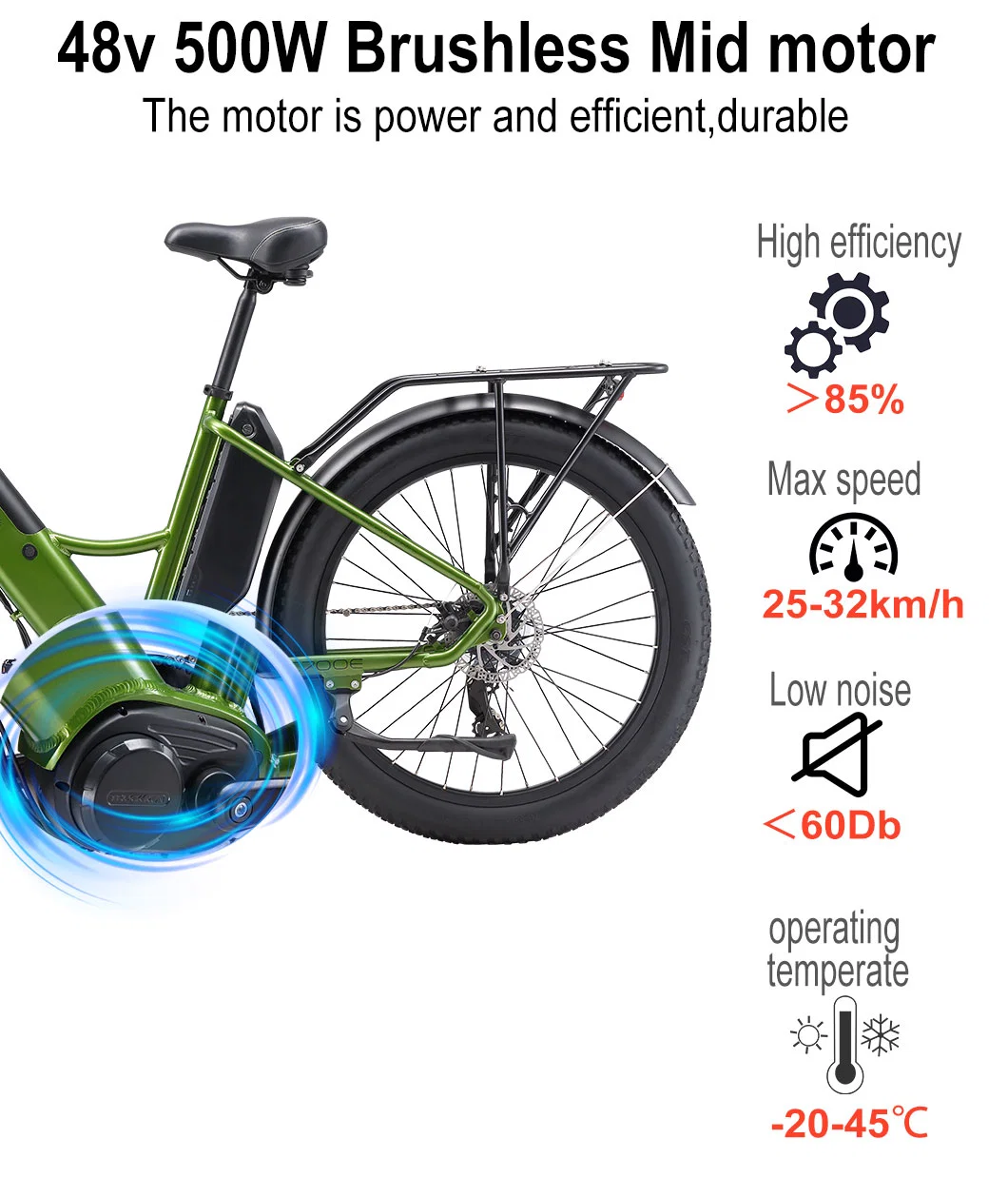 48V 750W Fat Tire 26inch Electric City Bike Electric Motorbike for Sale