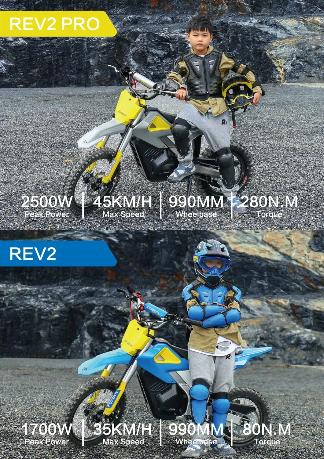 Foxboy Rev2 PRO High Quality Two-Wheeled Electric Motorcycle for Kids