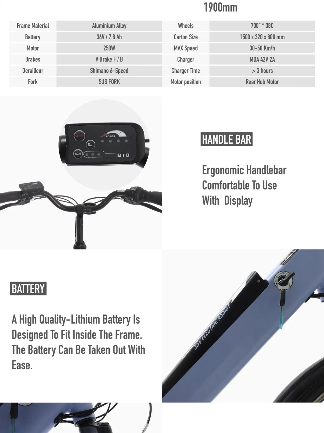 Super Powered Lithiumion Battery Ebike Electric Bike with CE Electric Bicycle