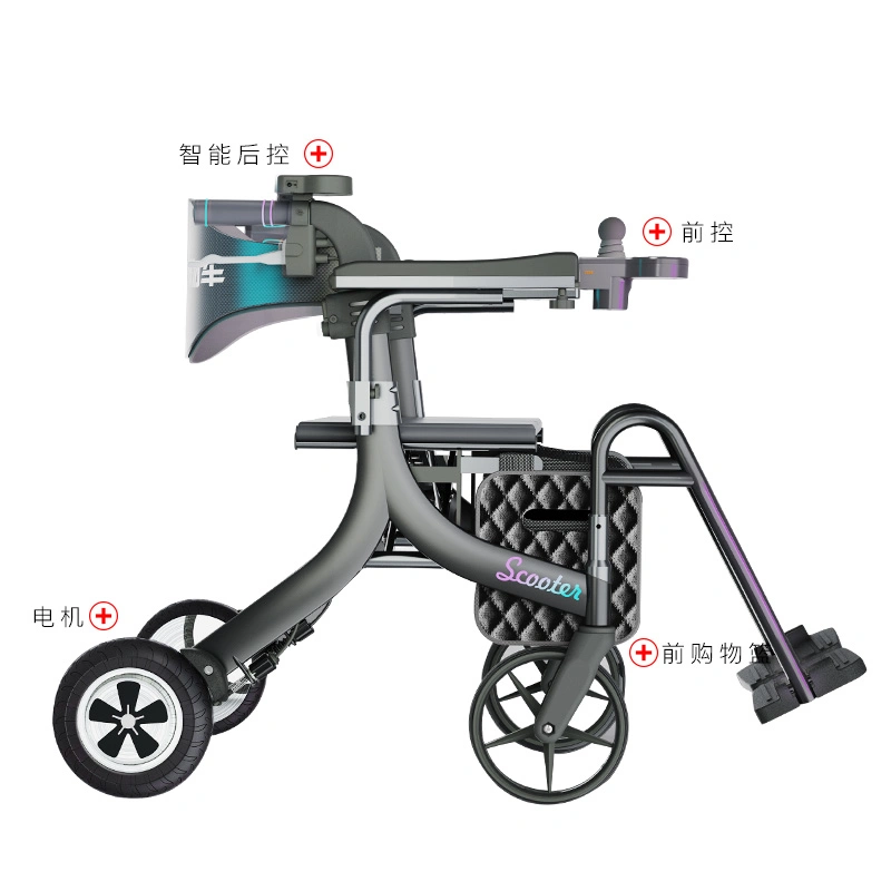 Mobility Aids 4 Wheel Transport Wheelchair Lightweight Senior Electric Walkers for Seniors Foldable