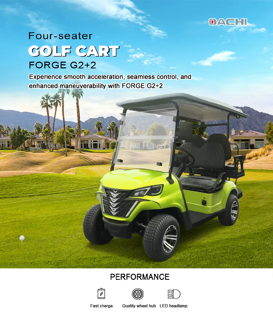 Lithium Battery Best Sellers Golf Buggy 2+2 Seater Forge G2+2 Golf Cart