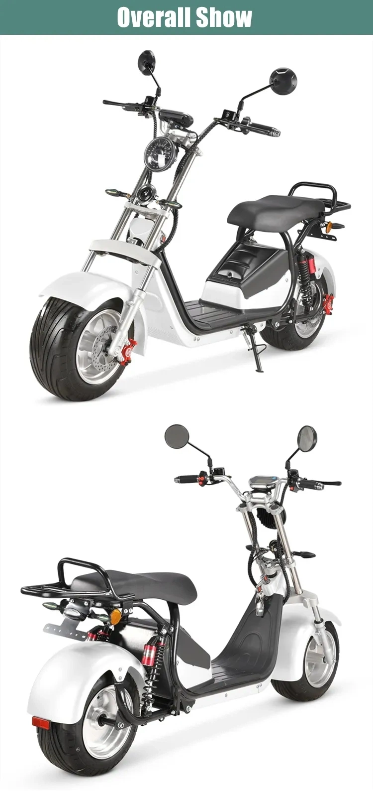 Electric Scooter with off Road Fat Tire Electric Citycoco 1500W with Removable Lithium Battery for Adults