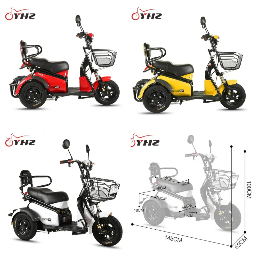 500W Motor 3-Wheeled Electric Bike Adult Mobility Scooter with Basket Double Seat