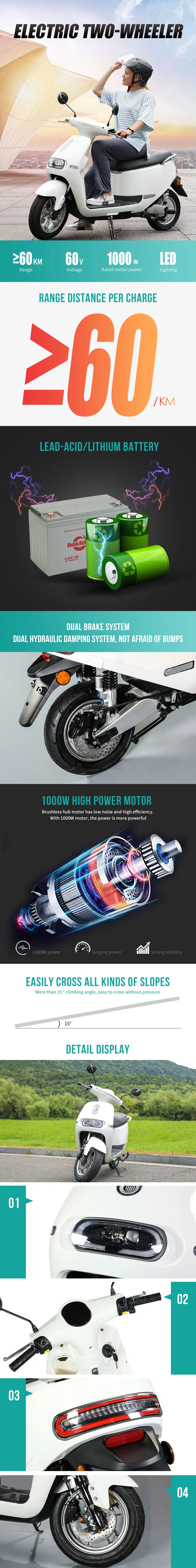 1000W Powerful Adult Customized Color Electrical Motorcycle /Electrical Scooter