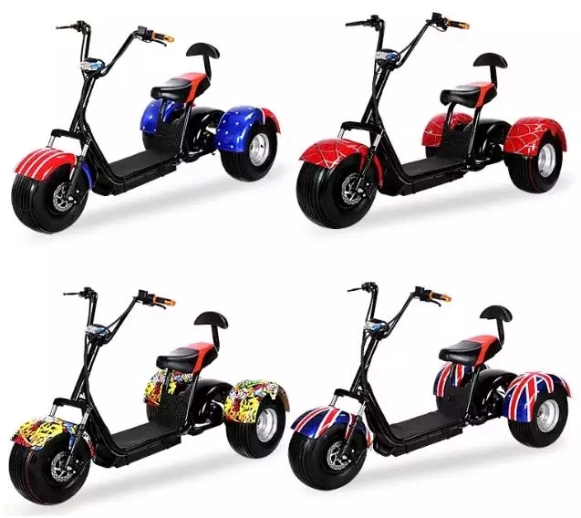 House Delivery Harlley Citycoco Electric Tricycle Three Wheel Electric Scooter with Passenger Seat