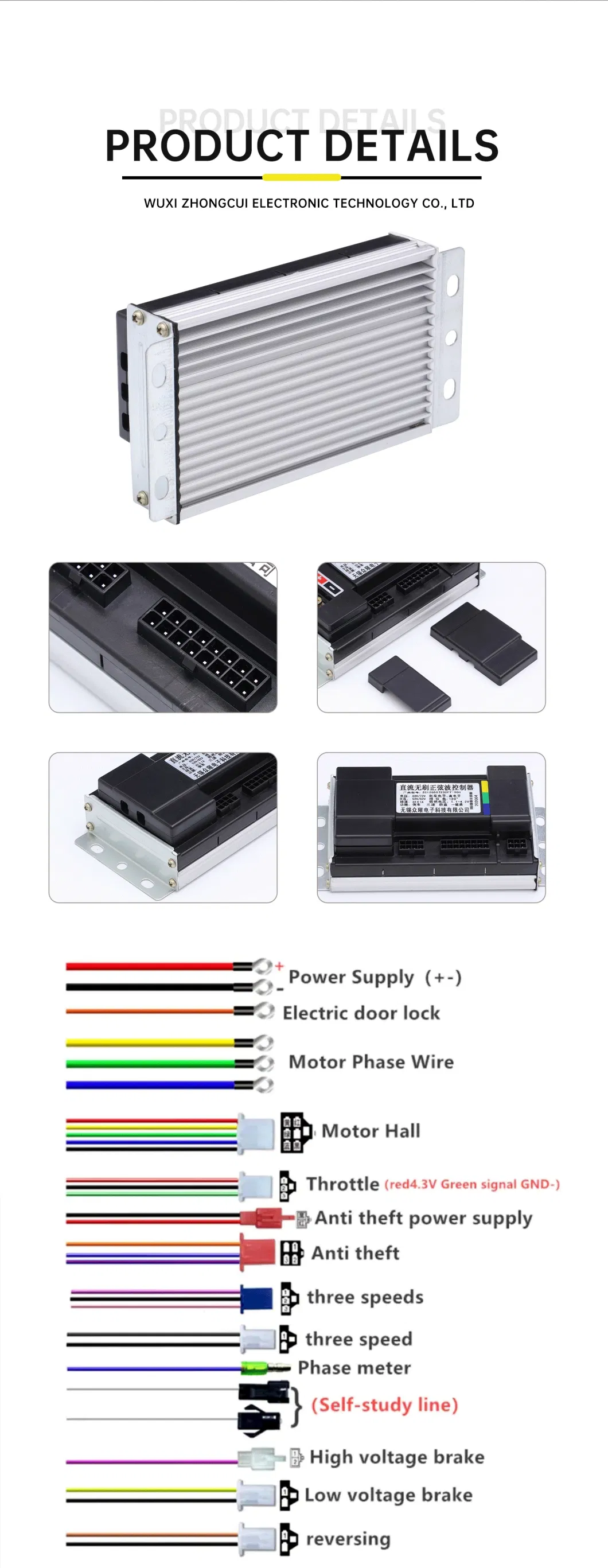 24V/36V/48V 500W Electric Bicycle E-Bike Scooter Brushless DC Motor Controller for Motor with Sensors