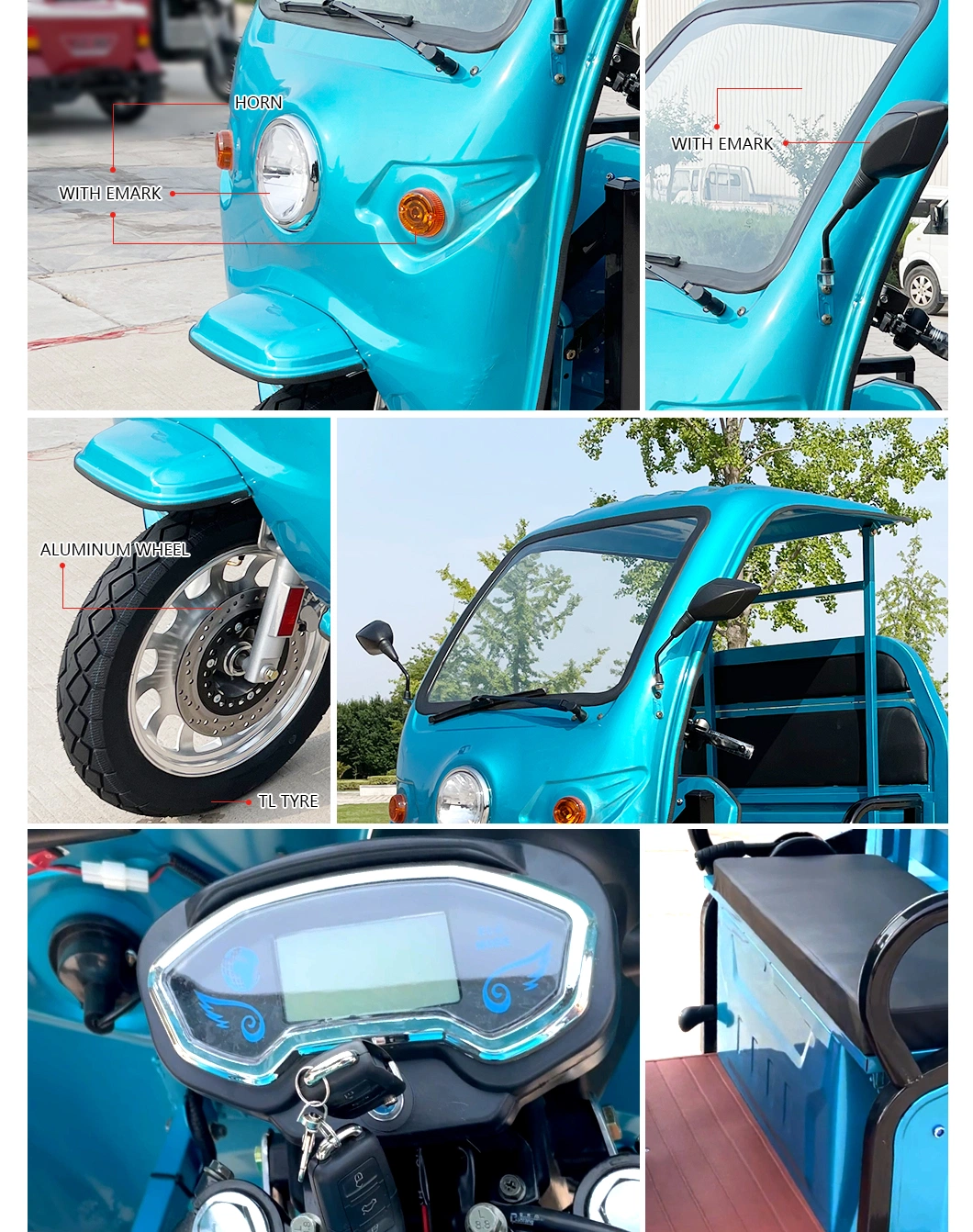 Lilong EEC Certified Popular Eco-Friendly Three Wheeler Motorcycle Electric Tricycle