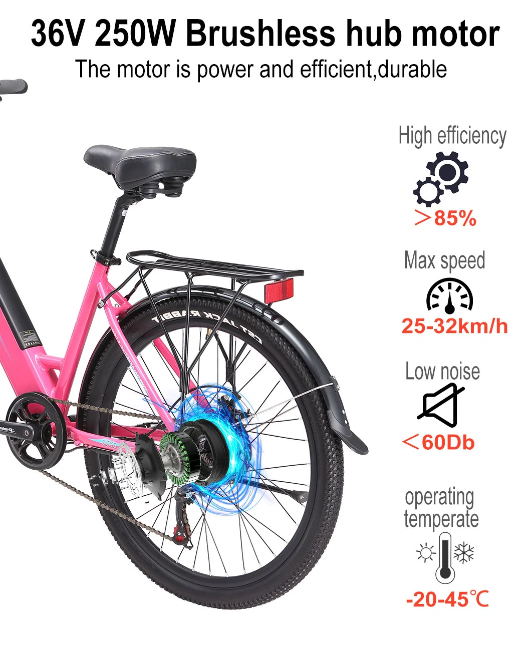 Bicicleta Electrica 26inch 48V 500W Electric Bicycle Motorbike for Women