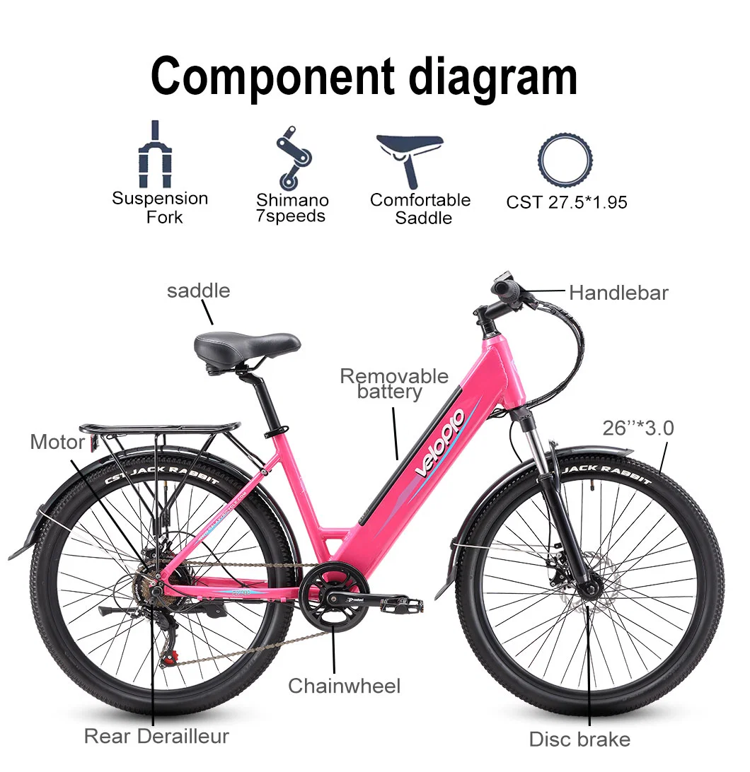 Bicicleta Electrica 26inch 48V 500W Electric Bicycle Motorbike for Women