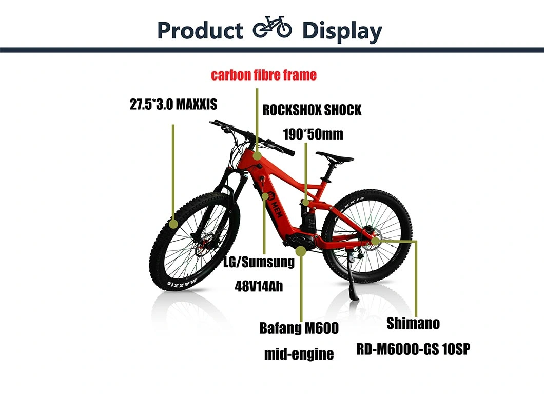PRO Version 500W Bici Electric Bicycle Full Suspension Mountain Electric Bike 48V Battery E-Bike for Sale/Buy Ebike From China