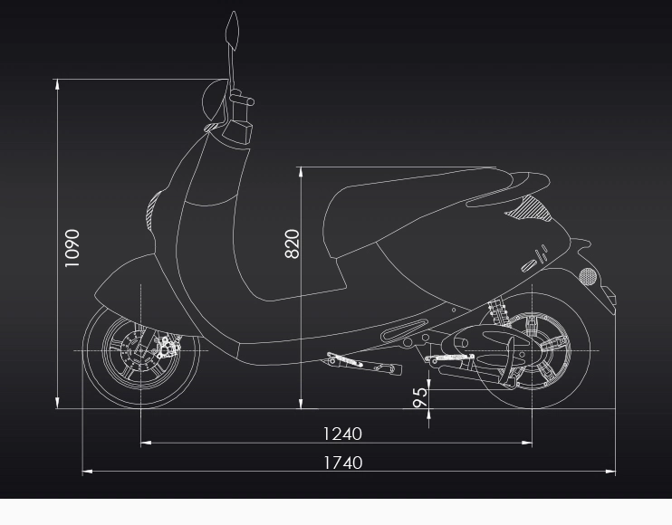 Lithium Battery Motorcycle Scooter Electric Moped for Adult