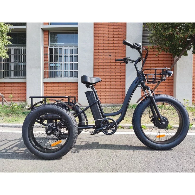 Bafang Motor Front Drive Aluminum Alloy 3 Wheel Cargo 4.0 Inch Fat Tires Adult Electric Tricycle