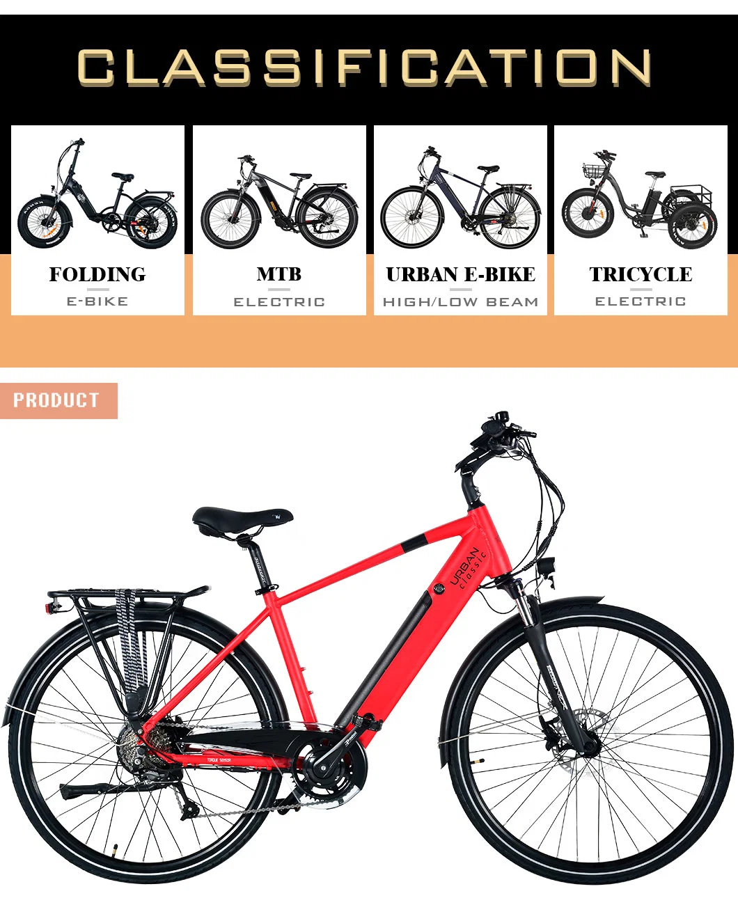 500W Urban Style Ebike with 48V Removable Lithium Battery Electric Bike