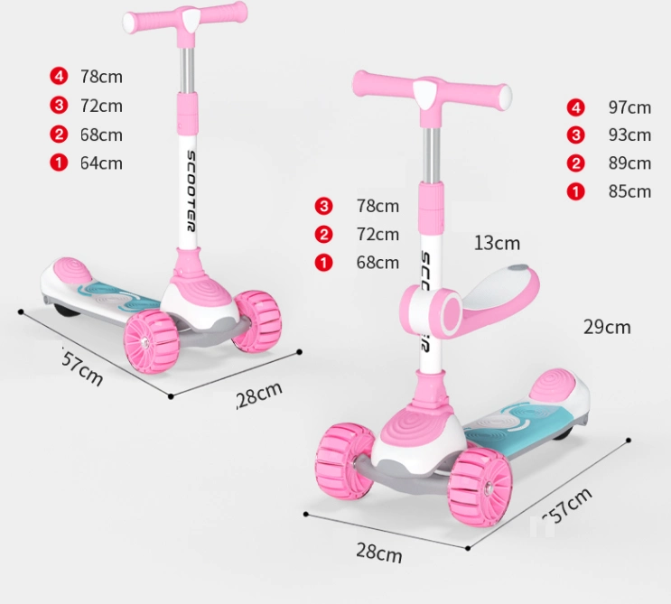 Fast Folding Three Wheel Kids Scooter with PU Wheels