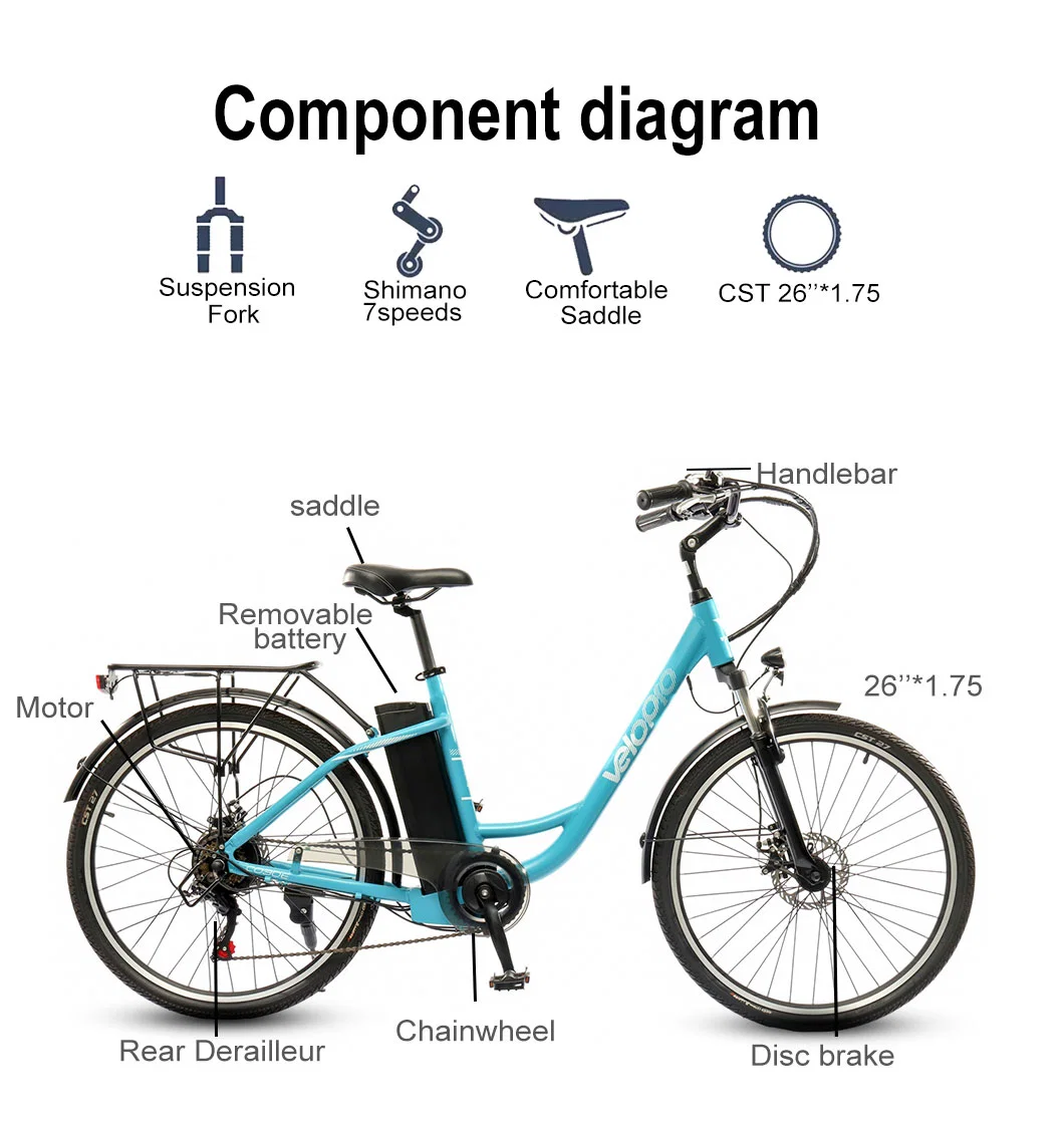 Good Quality 26 Inch Electric City Bike 350W Trekking Ebike