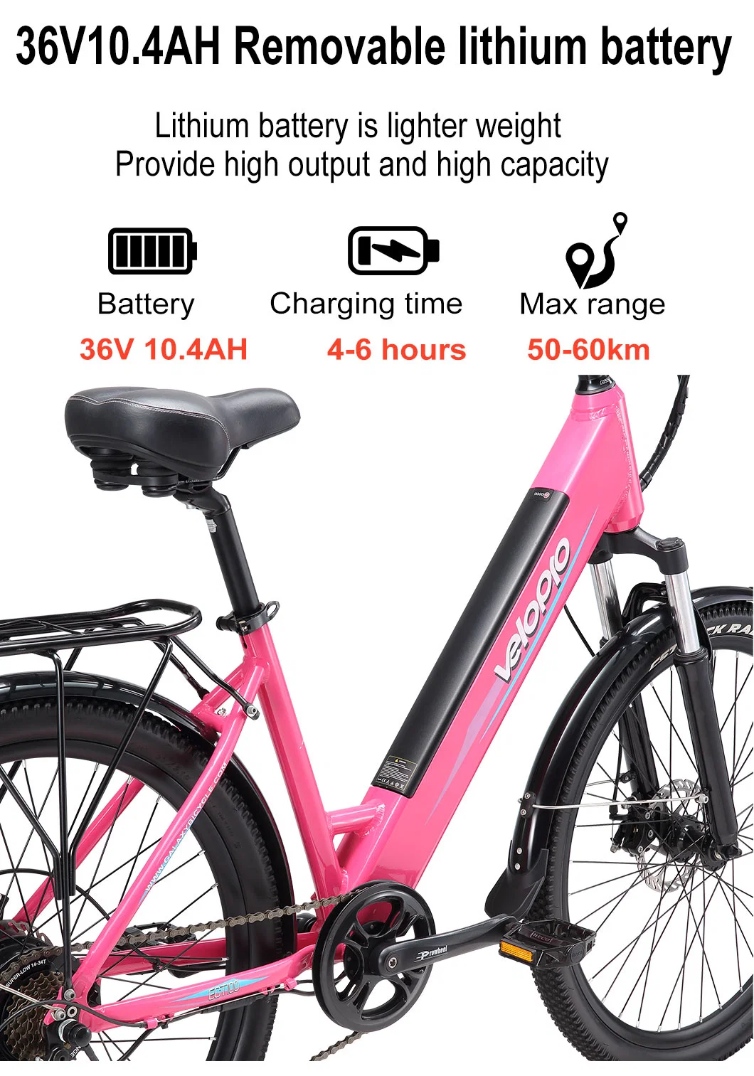 26 Inch Wholesale Adult Bicycle City Electric Bike for Woman
