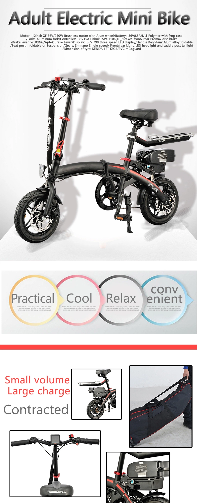 12inch New Mini Electric Folding Bike with Lithium Battery