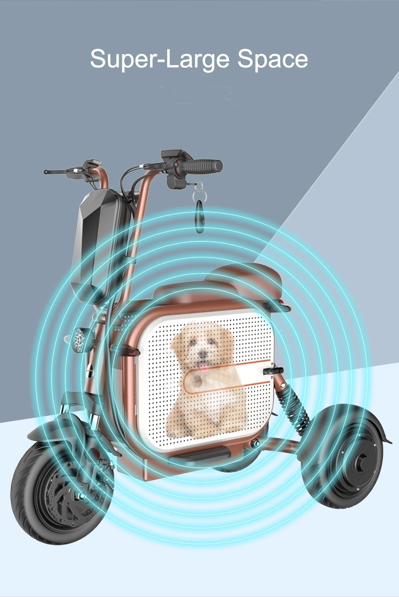 48V Adult 3 Wheel Electric Bicycle Mobility Scooter with Pet Basket and 500W/1000W Brushless Motors