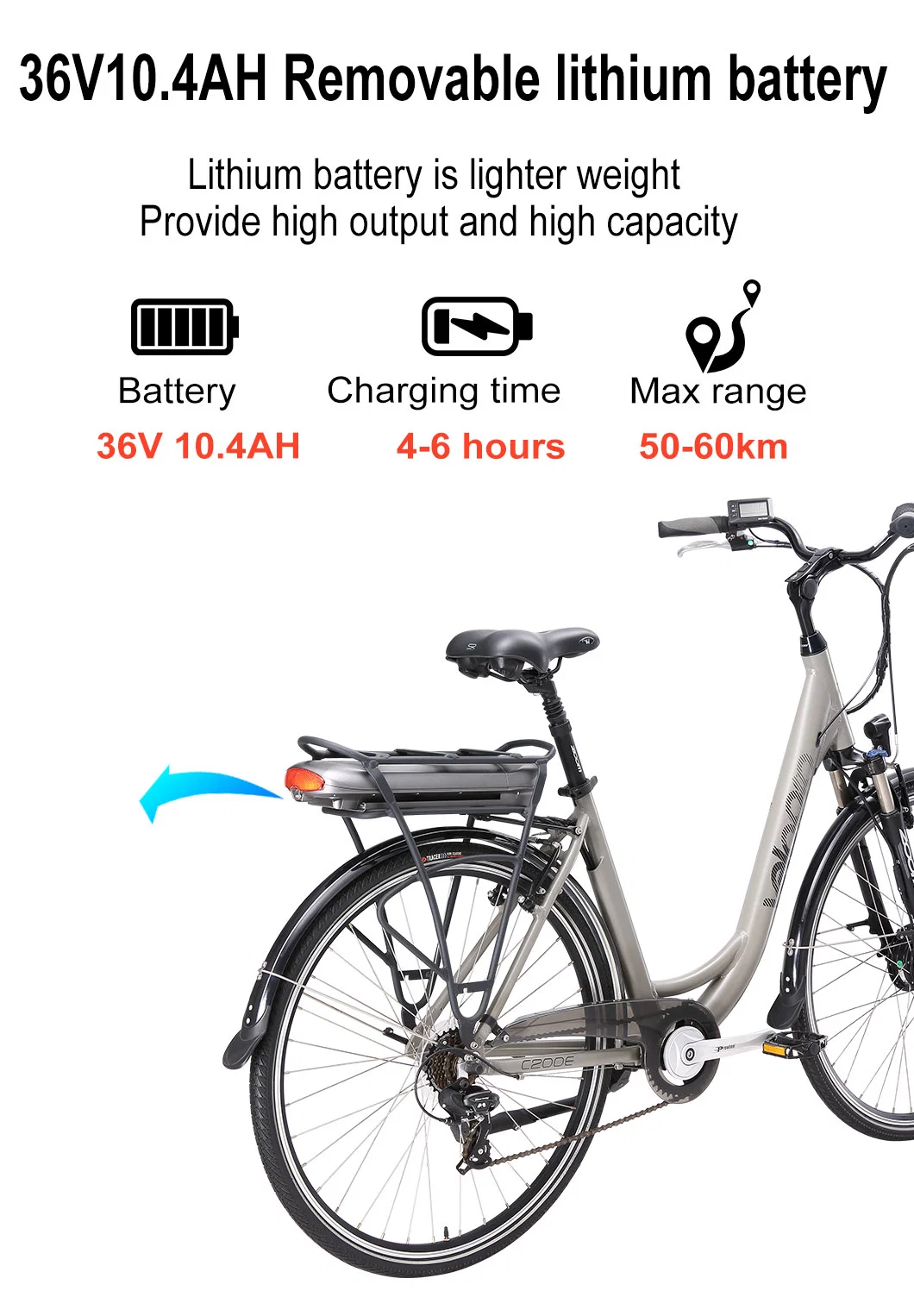 Grey Electric Urban Bike Electric Cycle Fast Dirt Bike