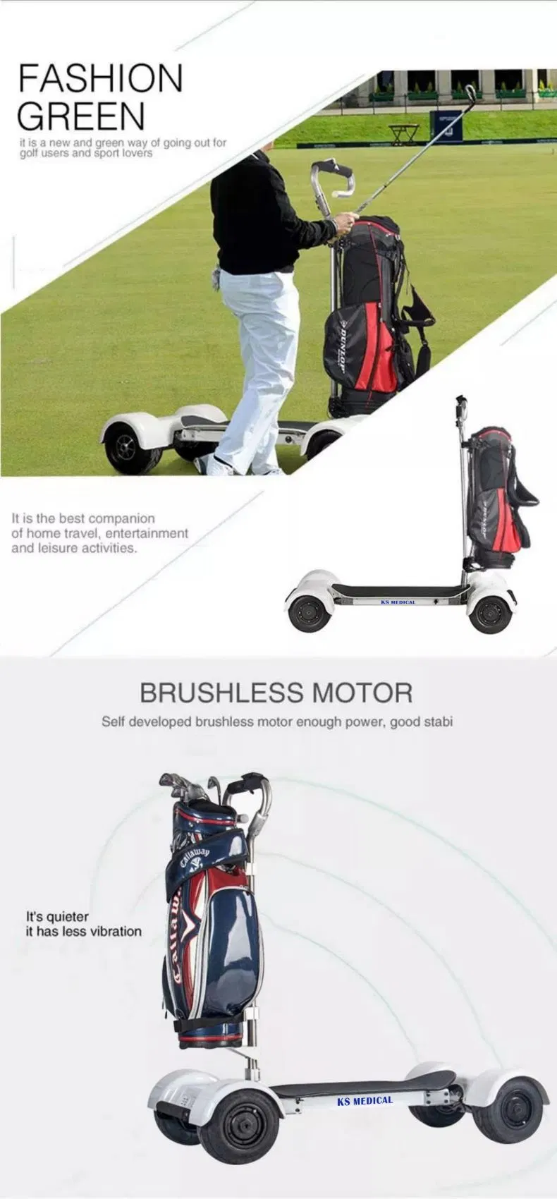 Ksm-930 New Model Electric Powered Golf Cart Bike Electric Skateboard 4 Wheels 2000W 60V for Adults