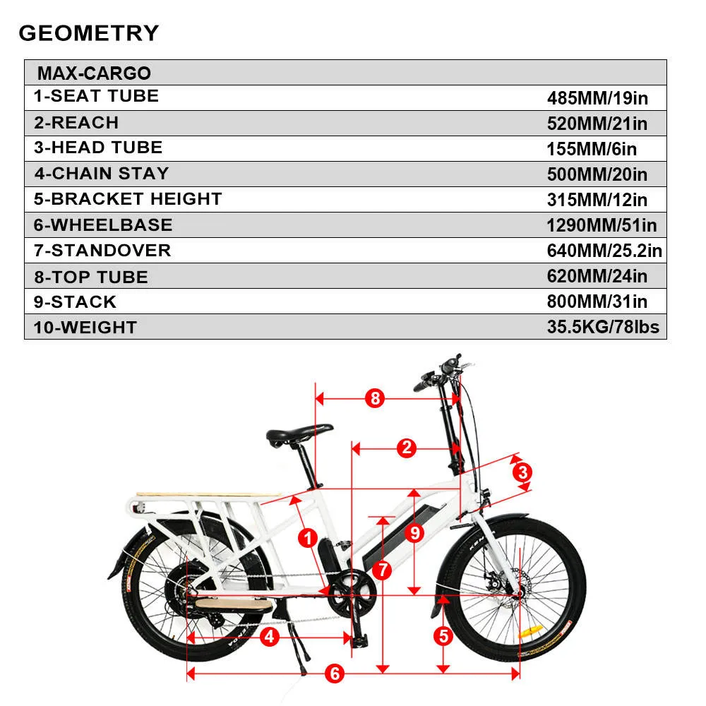 High Performance 2 Wheel Electric Cargo Bike with Pedal Assist