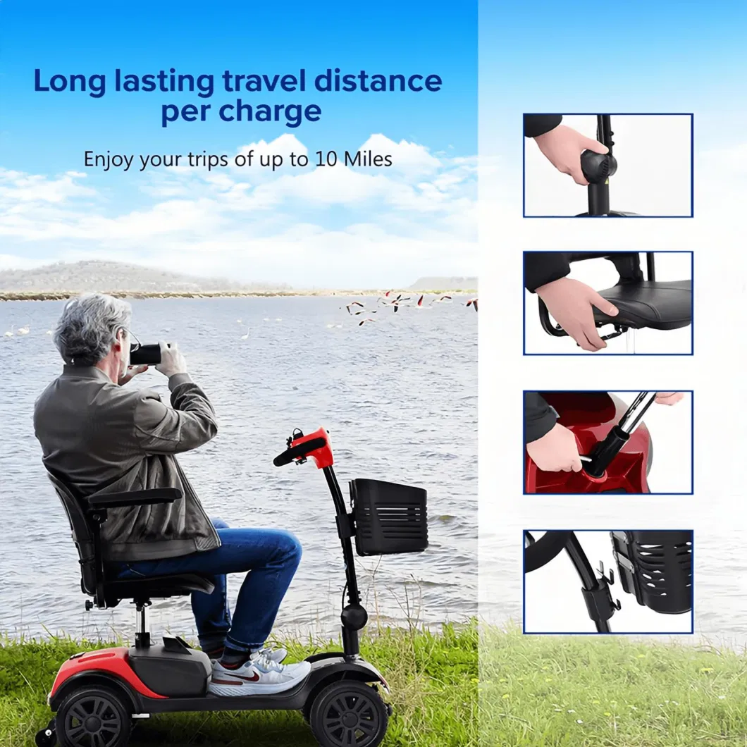 Auto Folding Disabled Elderly Person Lightweight off-Road Outdoor Elderly Handicap Electric Powerful Folding Mobility 4 Wheel Scooter Moped