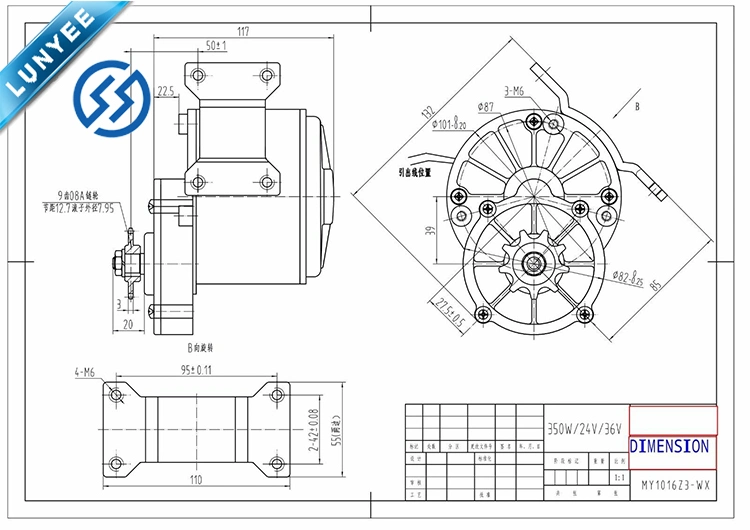 High Torque Low Speed Electric Bike Scooter Motor Kit My1016z 250W/350W