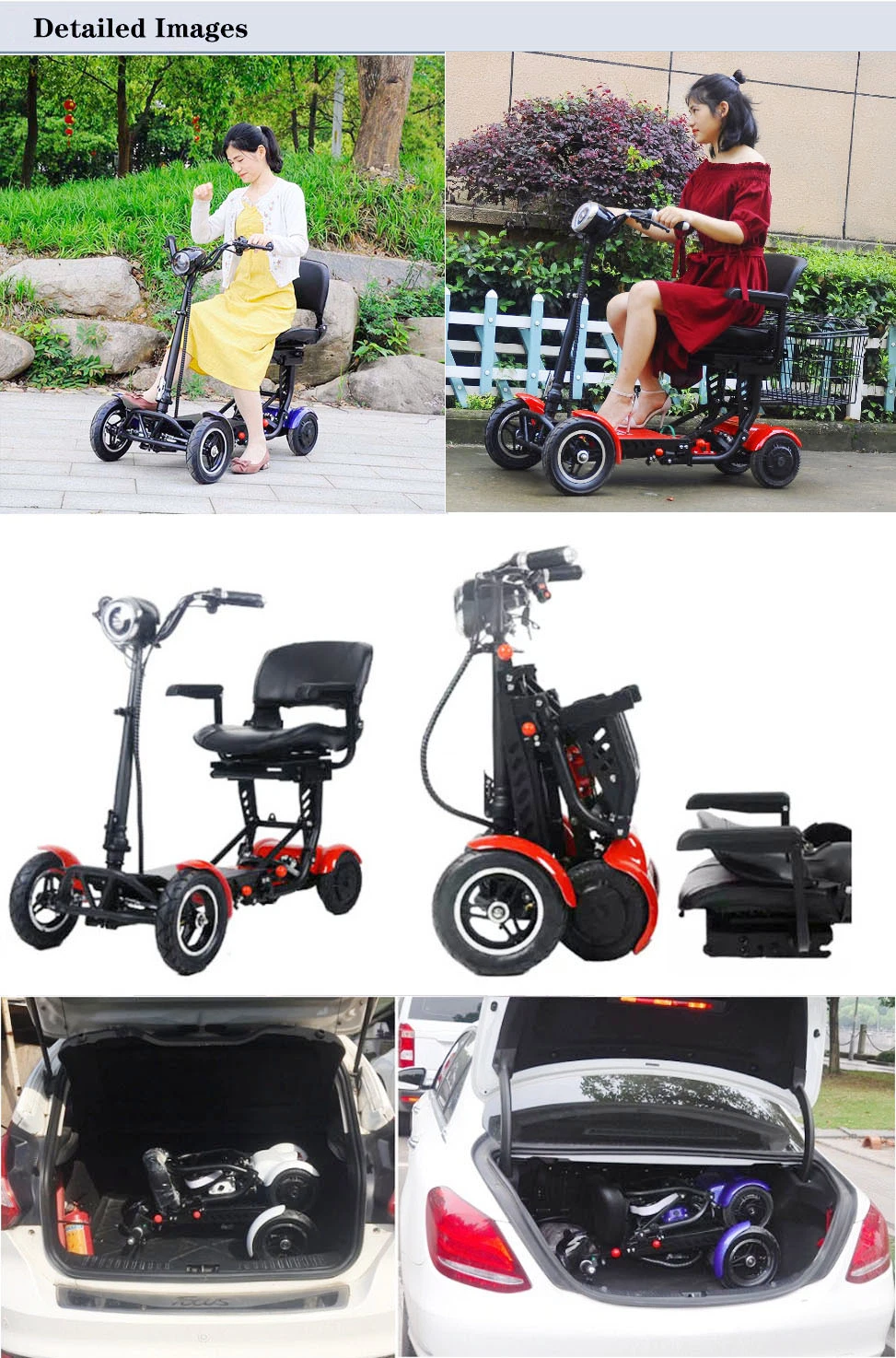 High Quality Golf Electric Tricycle 4 Wheel Electric Scooter Three Wheel Scooter for Elderly Moped