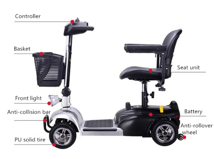 Handicapped 4 Wheels Mobility Scooter for Elder People