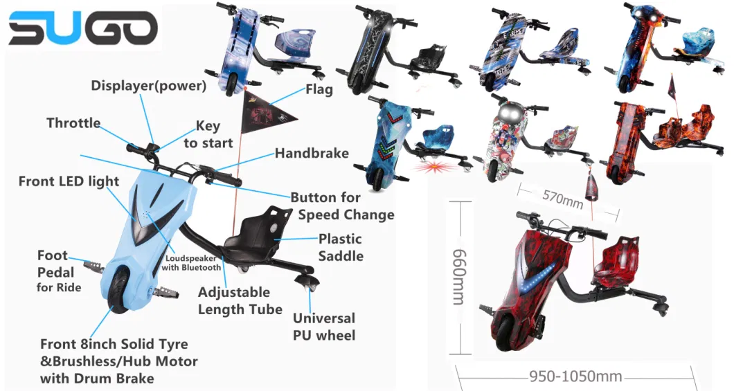 Best Seller Cheap Three Wheel 250W Drift Electric Scooter