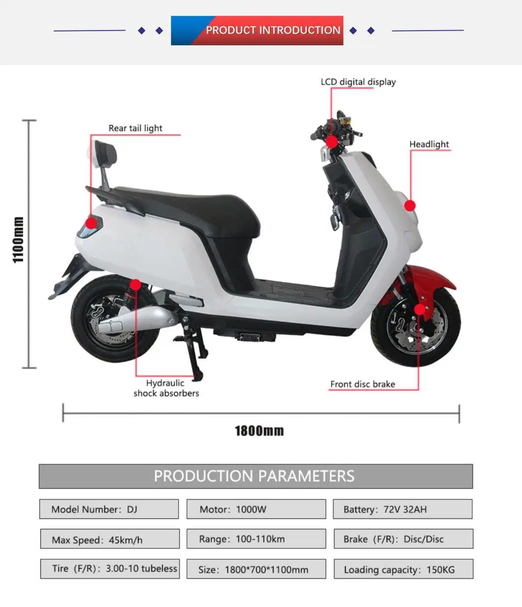 Fine High Power Customized Color Beautiful Electric Motorcycle/Electric Scooter for Woman or Man