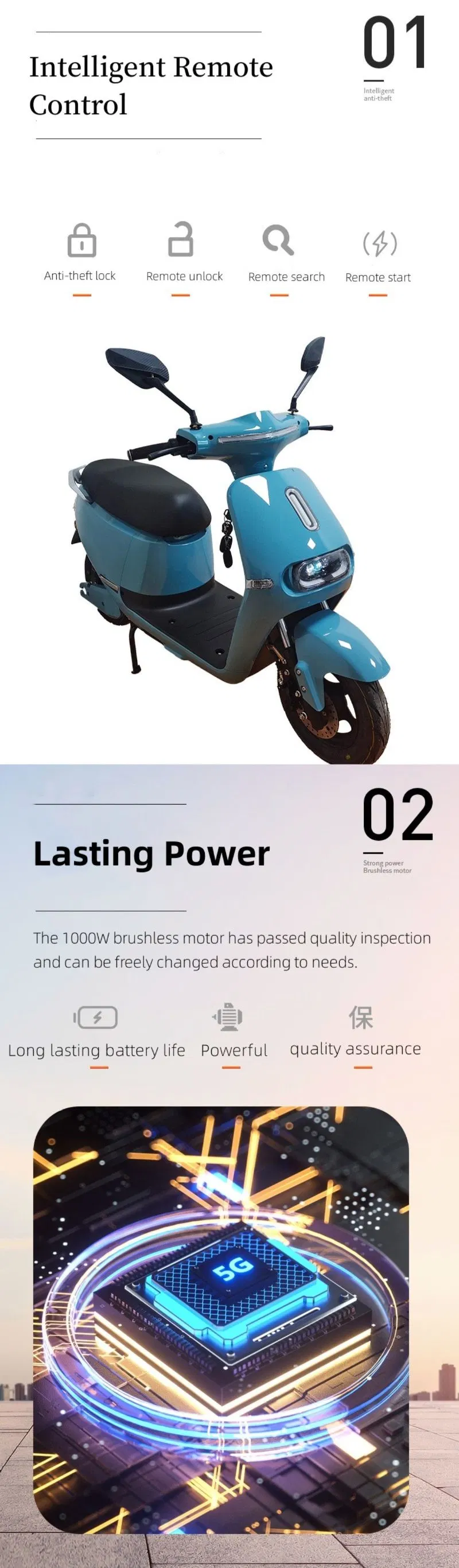 60V 1000W High Speed Electric Motorcycle Scooter Electric Bike for Sales