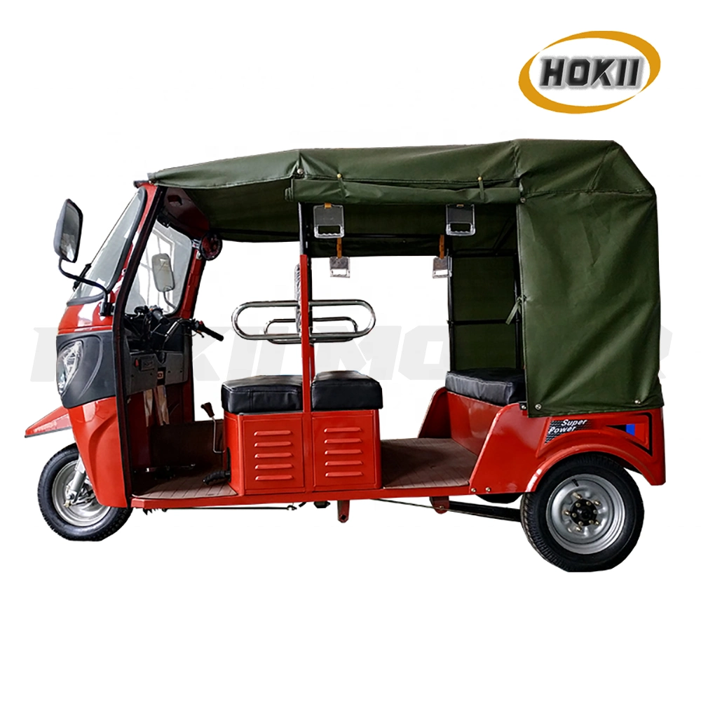 200cc Electric Rickshaw Passenger Tricycle Motos Gasoline Engine 3 Wheel Motorcycle Cargo Tricycle with 4 Seat and Booster Rear Axle for Afrique