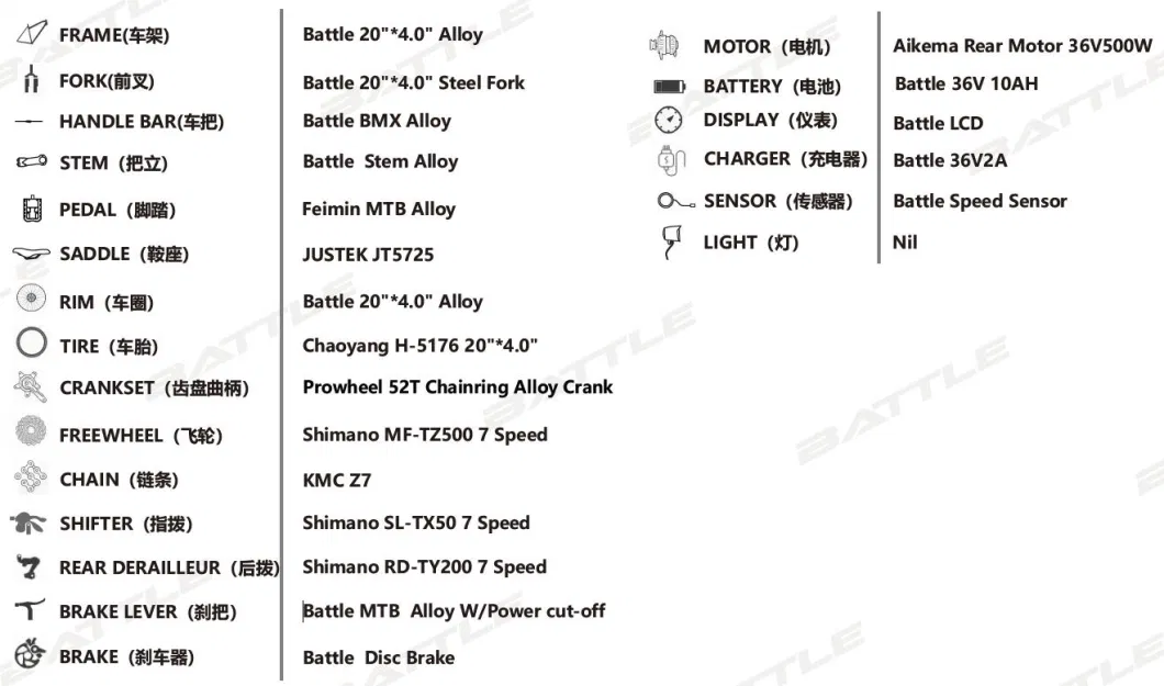 20 Inch 10ah 500W 36V Alloy Electric Folding Bike E Fatbike Electric Bikes Ebikes