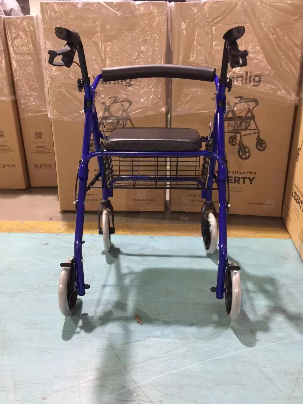 Aluminum Walking Aids with Four Wheels CE Rollator for Disabled and Elderly