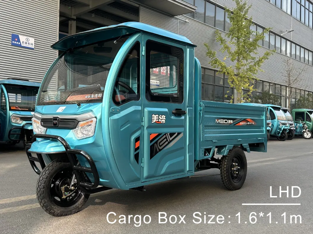 Meidi China Factory LHD 1000W Closed Cabin Type Electric Vehicle Three Wheel Motorcycle Cargo Tricycle
