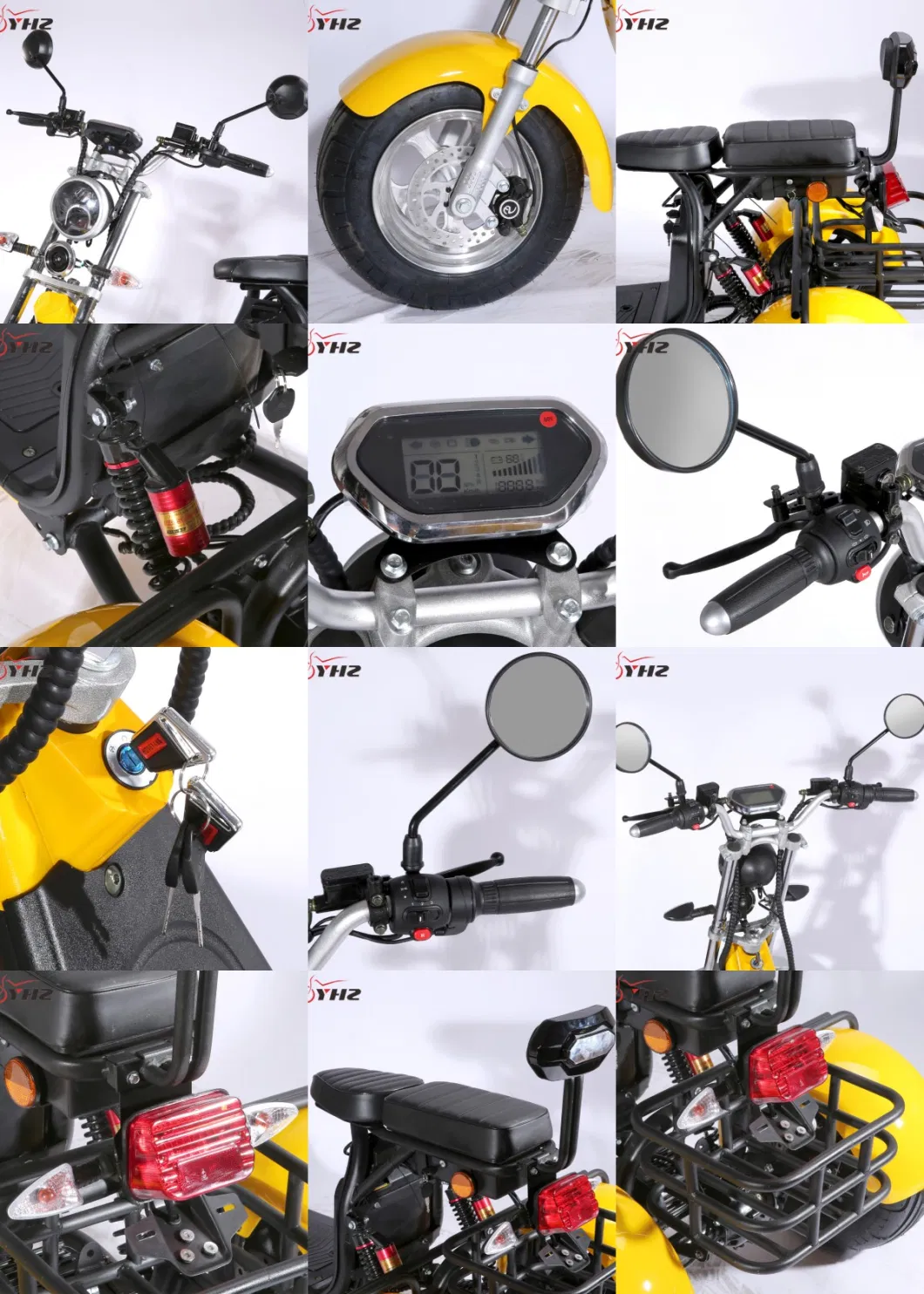EU Warehouse Door-to-Door Hot-Sale Lithium Battery Moped Adult 2000W60V40ah Lithium Battery Two-Seat Electric Mobility Scooter EEC