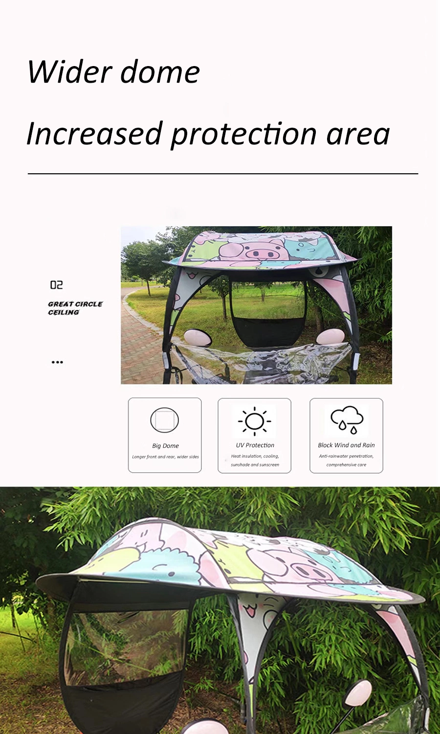 Outdoor Windproof Sunshade Easy Remove Durable and Strong Electric Bike Promotional Scooter Motorcycle Bicycle Umbrella