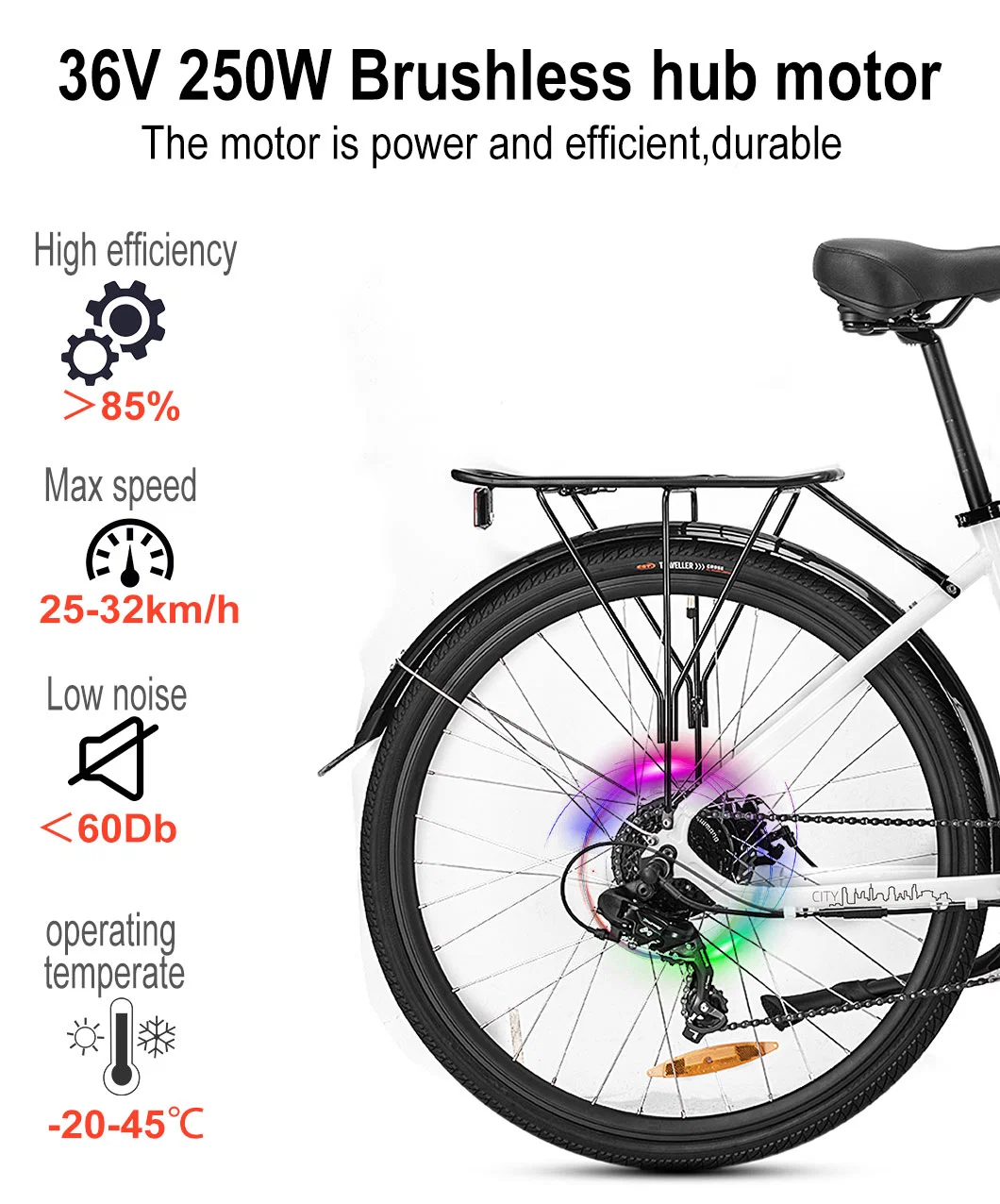 Step Over Electric Bike Commuter E-Bike 250W Rear Motor City Bike