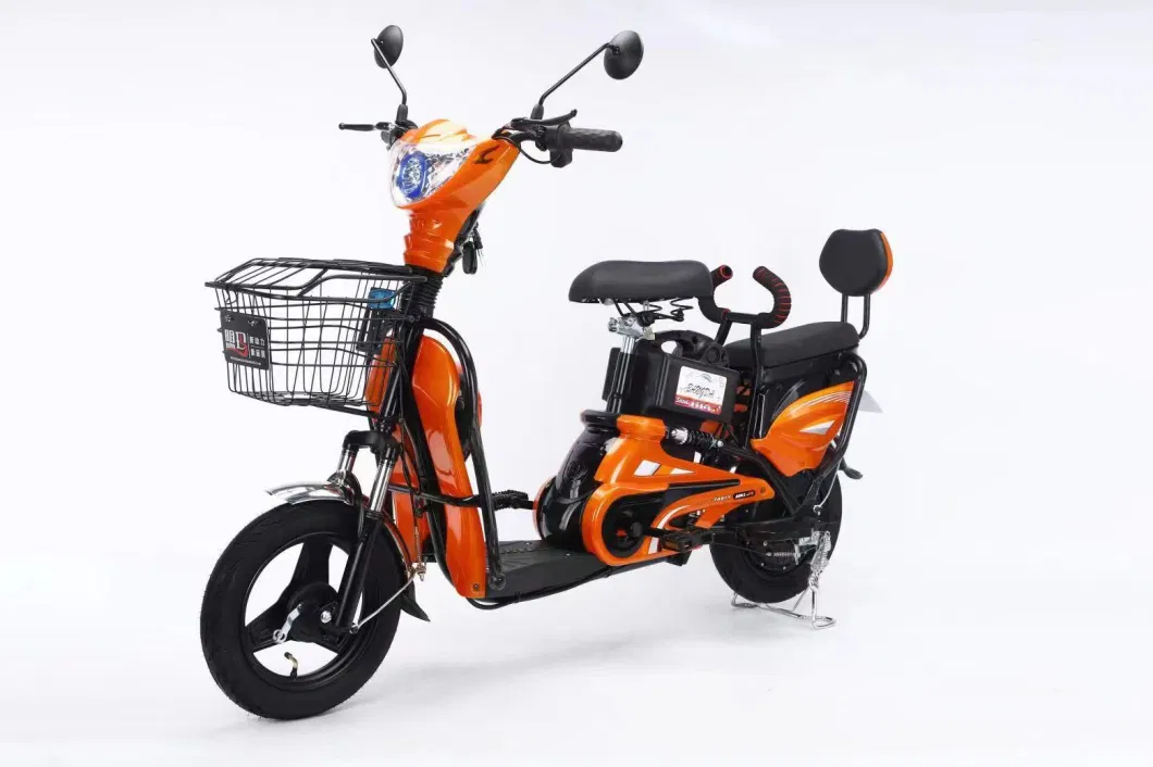 500W 48V 12ah 14 Inch Cheap Simple Commute Lead Acid Battery Iron Body LED Light Electric Scooter with Pedals Bike Bicycle
