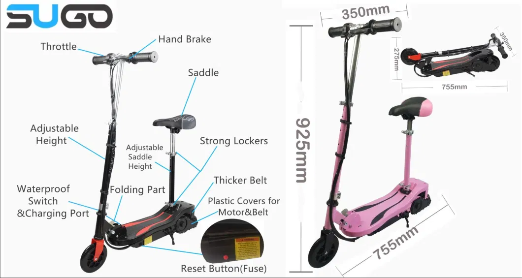 120W Electric Scooter with Seat Foldable Kick Scooter Kids Electric Scooter