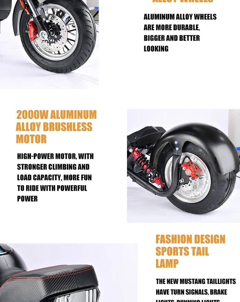 EEC Coc Approved 1500W 2000W Powerful Motorcycle Electric Citycoco 3000W Fat Tire Scooters for Adult Electric Bike Chopper