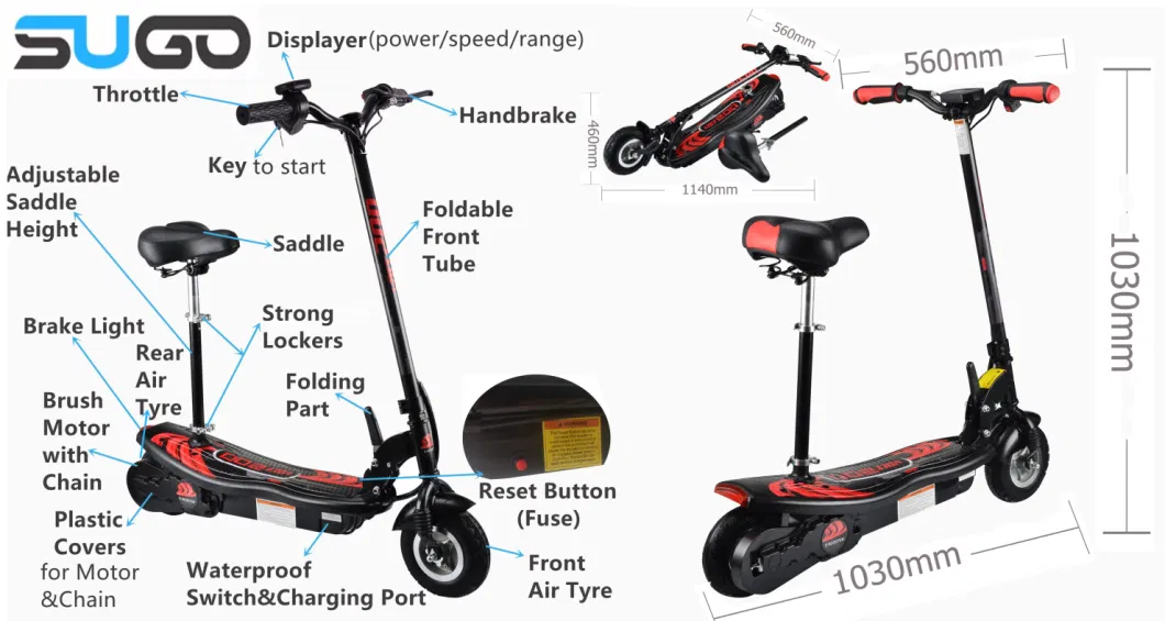 250W Brush Motor Foldable off-Road Adult Electric Scooter